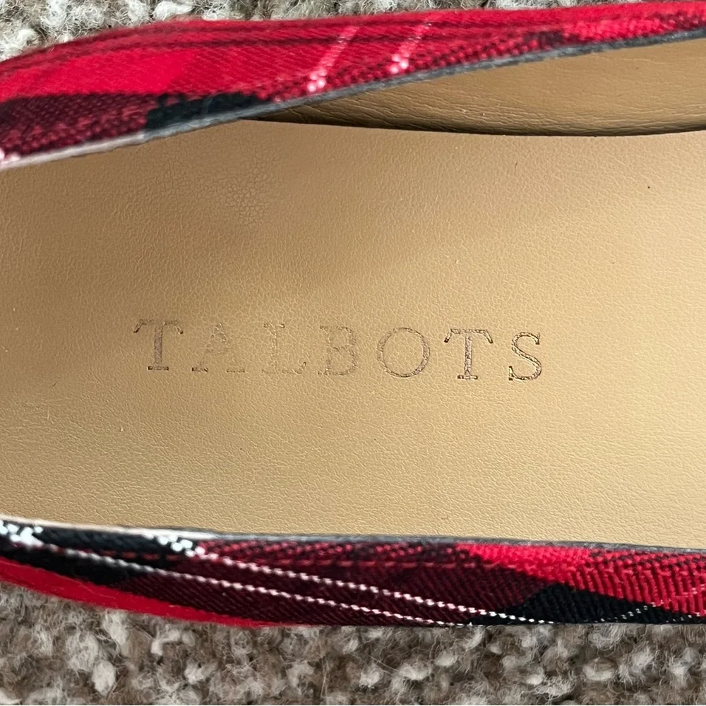 Talbots red and black plaid flats, Size 7M - Picture 6 of 7